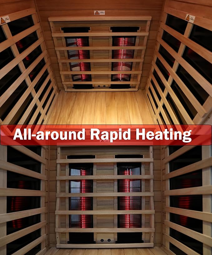 LTCCDSS Outdoor Ceramic Sauna 1 Person, Mahogany Far Infrared Sauna, Low EMF Sauna Room for Home, Chromotherapys | Bluetooth Speakers | Mahogany West African (45.7 * 39.4 * 79.5 inch)