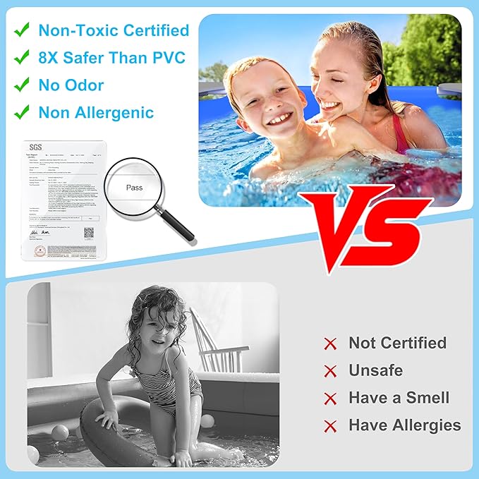 Swimming Pools Above Ground for Adults Kids, 8.5ft x 5.6ft x 25.5in Extra Large Blow Up Pool with Pump, Full Size Family Swimming Pools for Dog Backyard Garden Home Lawn Indoor Outdoor