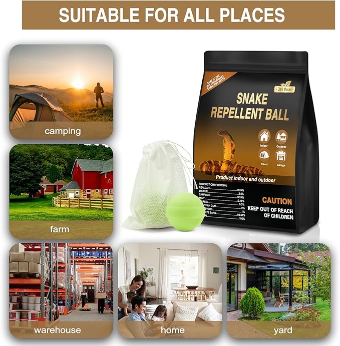 30 Pack Snake Repellent for Yard Powerful, Snake Away Repellent for Outdoors, Moth Balls for Outdoor Use