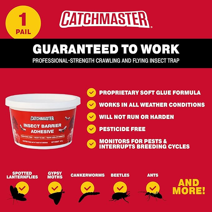 Catchmaster Insect Barrier Kit for Trees - Outdoor Insect Glue Traps for Ornamental Plants, Shrubs & Trees - DIY Beetles, Lanternflies, Cankerworms, Gypsy Moth & Ant Traps