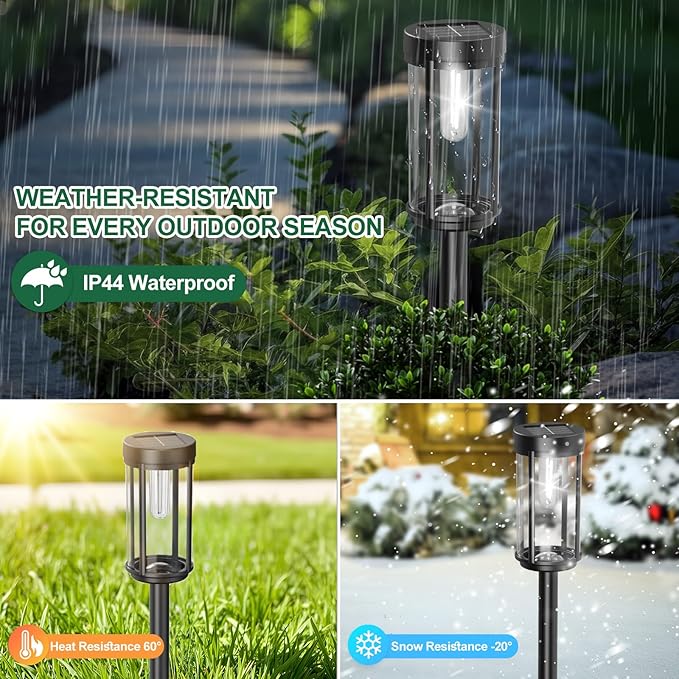 DAMAYCA 16 Pack Solar Lights Outdoor Waterproof for Garden Walkway Pathway Lawn Yard Decorative Modern Landscape Lighting. (Cool White Light, 16)