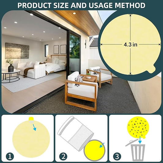 36 Pcs 4.3" Replacement Glue Boards for Katchy,Indoor Insect Trap Refills Compatible wifh Katchy,Dunaga,Fenun,and Fvoai