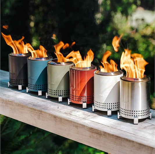 Solo Stove Mesa, 5.1 Inch Tabletop Fire Pit with Stand - Smokeless, Stainless Steel Fire Pit for Camping, Outdoor & Patio- Wood Burning or Pellet Fueled Portable Bonfire, 1.4lbs, Water