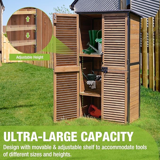 Outdoor Storage Shed Garden Cabinet with Strong Iron Frame Large Garden Shed with Floor,Waterproof