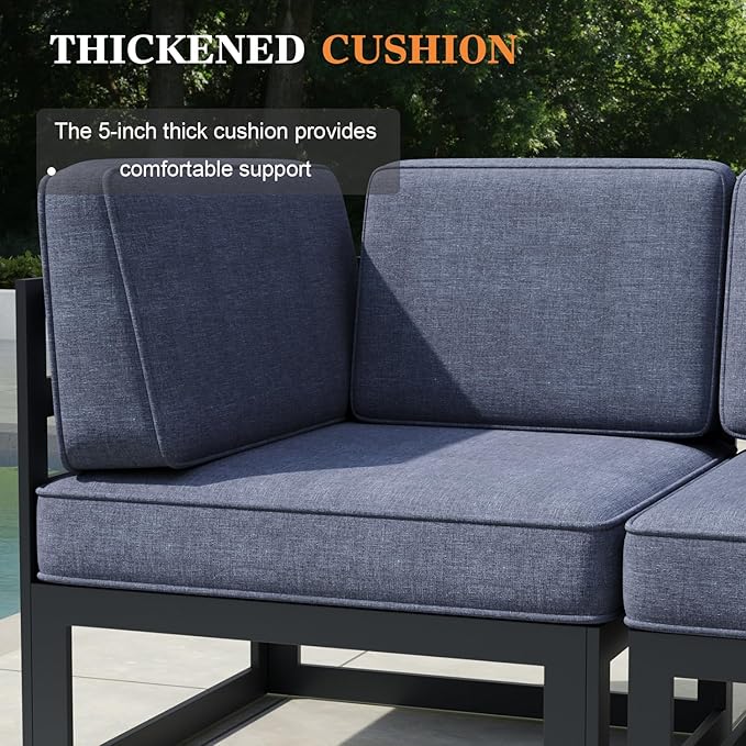 11 Pieces Aluminum Patio Furniture Set with Coffee Table, Metal Outdoor Conversation Sofa Set with Seating Cushions