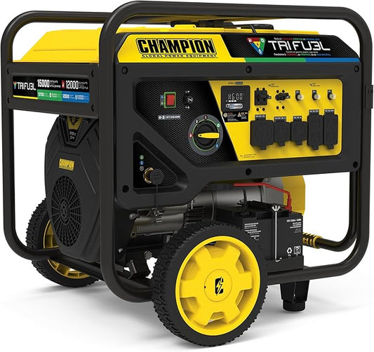 Champion Power Equipment 15,000-Watt Electric Start Tri Fuel Home Backup Portable Generator with CO Shield