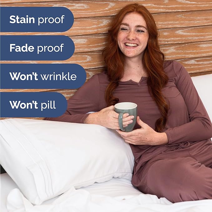Bulk Case Pack of 10 Sheet Sets - Complete 6 Piece Sheet Sets - Bulk Full Size Bedding - Wholesale Case Pack for Hotels, Spa & Airbnbs - Deep Pocket & Wrinkle Free - Cooling & Breathable - Full, White