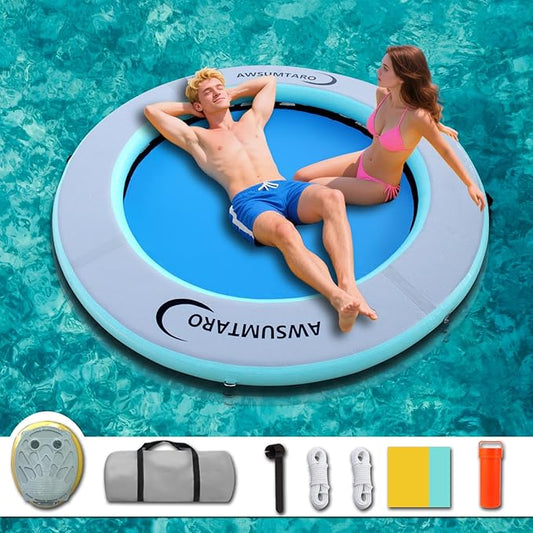 Inflatable Water Hammock, Suitable for Lakes, Pools, Beaches, Rivers, Adult Parties, Round Inflatable Dock