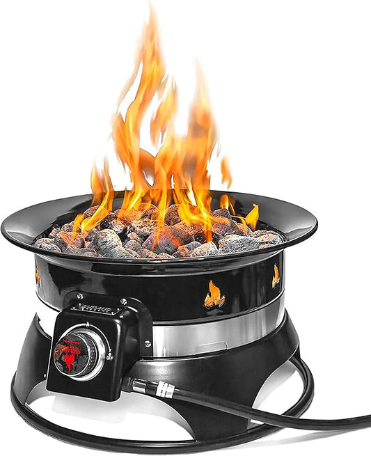 Outland Living Firebowl 870 Premium 19” Auto-Ignition Smokeless Propane Fire Pit – Outdoor Gas Fire Pit with Cover & Carry Kit, 58,000 BTU, Black