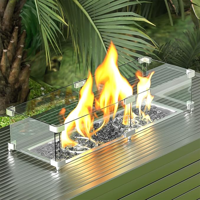 GRISUN Onyx Black Fire Glass for Fire Pit, 10 Pounds 1/2 Inch Tempered Glass Rocks for Natural or Propane Fireplace, Safe for Outdoors and Indoors Firepit Glass