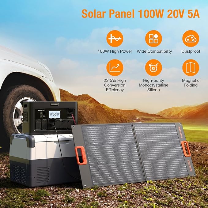 GRECELL Portable Power Station 2400W Solar Generator with 2 * 100W Solar Panel, 1843Wh UPS Backup LiFePO4 Battery Power Supply with 11 Outlets(4 2400W AC Outlets,2 PD100W) for Home CPAP Camping RV