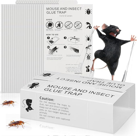 36Pack Mouse & Insect Traps Indoor for Home - Glue Traps for Mice Roach Ant Snake Rats Rodents, Sticky Adhesive Tray with Non-Toxic & Safe, Easy to Use - Versatile Placement for Home, Office