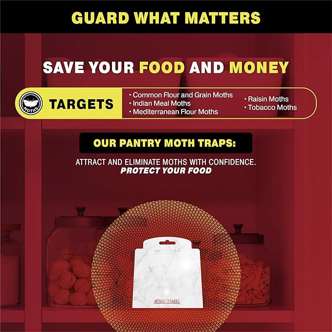 Catchmaster Pantry Moth Traps with Premium PheroGuard Technology – XL Marble Patterned, Extra-Strength Glue – Odorless, Traps & Eliminates Moths – Protects Pantry, Cabinets & Food Storage – 6-Pack