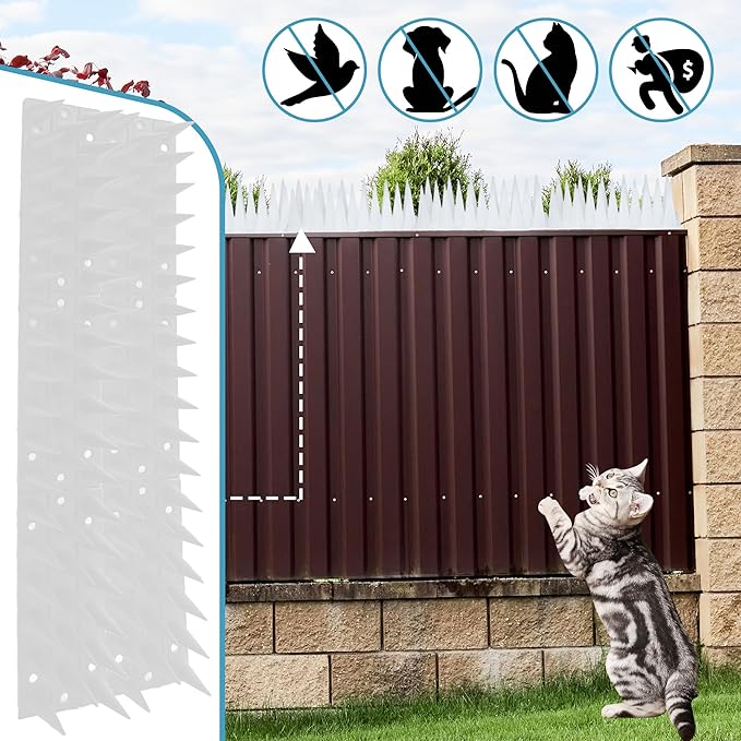 Bird Spikes,Clear,12 Pack Bird Deterrents for Outside,Keep Raccoon Squirrel Pigeon Away,Fence Spike for Garden Patio
