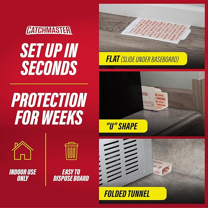 Catchmaster Mouse & Insect Glue Boards 60pk, Mouse Traps Indoor for Home, Adhesive Bug Catcher, Rat & Rodent Sticky Trap, Bulk Glue Traps Used by Pros, Pest Control for Home