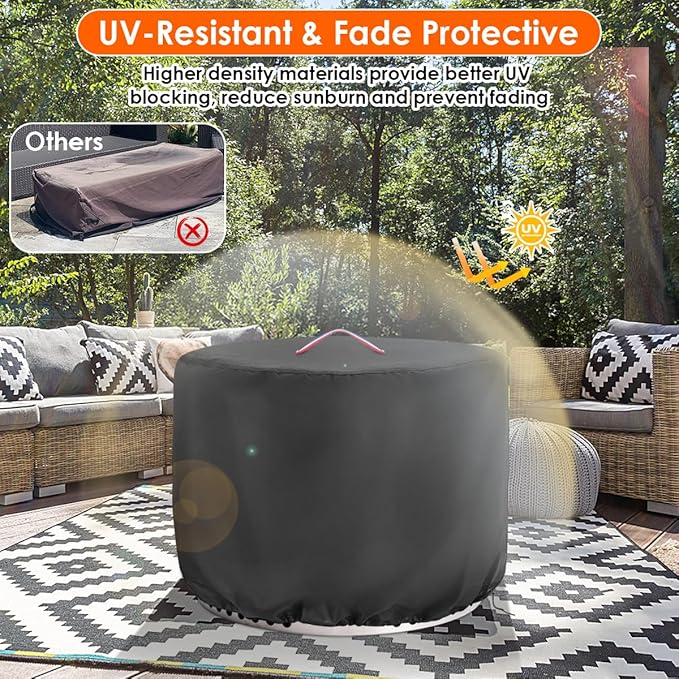 Fire Pit Cover Round Fit for 35inch Globe Fire Ball,Heavy Duty 600D Waterproof and Weather Resistant Outdoor Propane Gas Fire Pit/Bowl Cover with PU Coating for FirePit Sphere,Black
