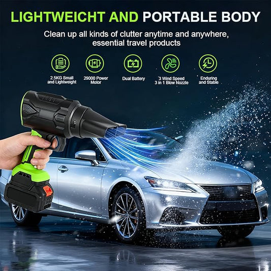 3 in 1 Leaf Blower Cordless with 2 * 3Ah Battery and Charger, 3 Speed Mode, Lightweight, 21V Battery Powered Electric Handheld Blower for Lawn Care, Blowing Leaves, Patio Cleaning, Dust, Snow