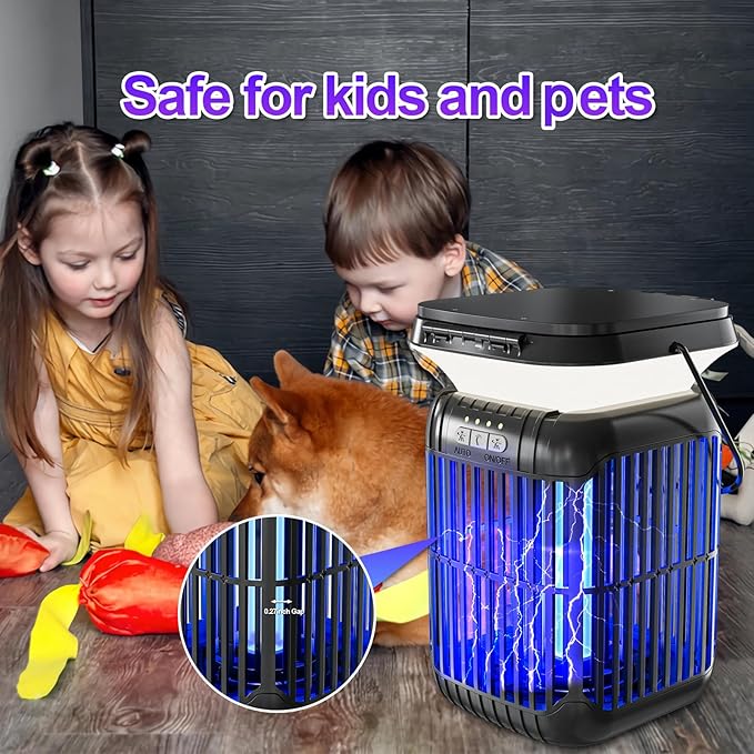 ZENO Dual-Panel Foldable Solar Bug Zapper Outdoor Indoor, 2025 Model Solar Power & USB Rechargeable Mosquito Killer Lantern, Waterproof Pest Control Device, Portable Insect Trap for Home,Yard, Camping