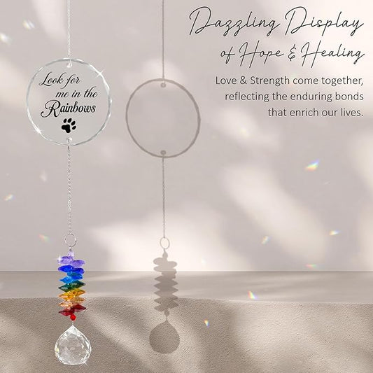 GIFTELIX Pet Memorial Suncatcher - Pet Memorial Gift - Dog Cat Loss Sympathy Gift - Rainbow Crystal Prism - Bereavement Keepsake - Daily Remembrance - Suncatcher Ornament