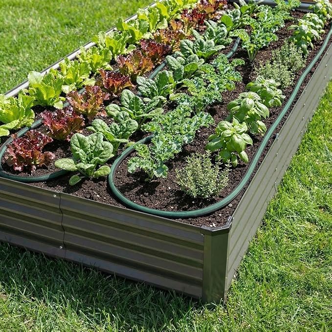 Flat Soaker Hose 50ft for Garden // Drip Hose for Garden Beds, Lawns and Trees // Heavy Duty Leakproof Design with Quick Connect // Linkable Irrigation System for Vegetables and Flowers