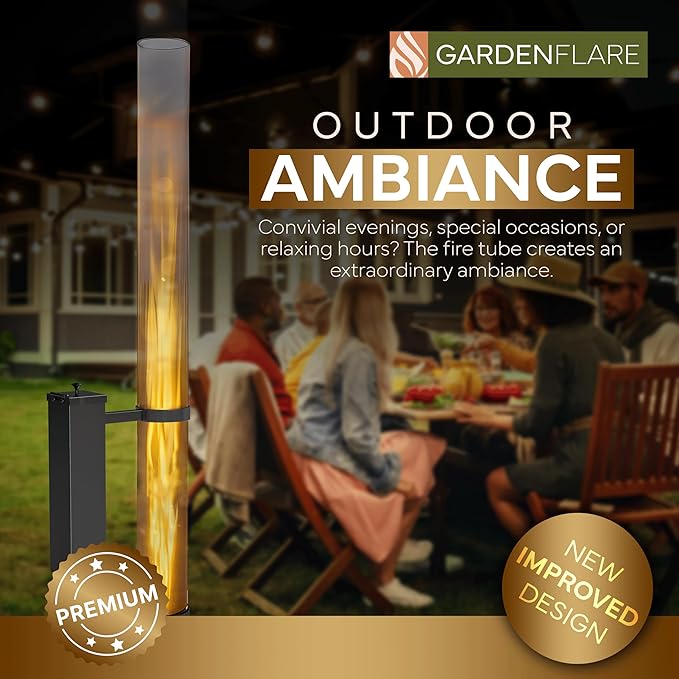 Smokeless Fire Pit - Outdoor Wood Pellet Fire Tube Stainless Steel firepit for Ambience Fire on Your Backyard, Patio, Porch & Garden (Matte Black, Premium)