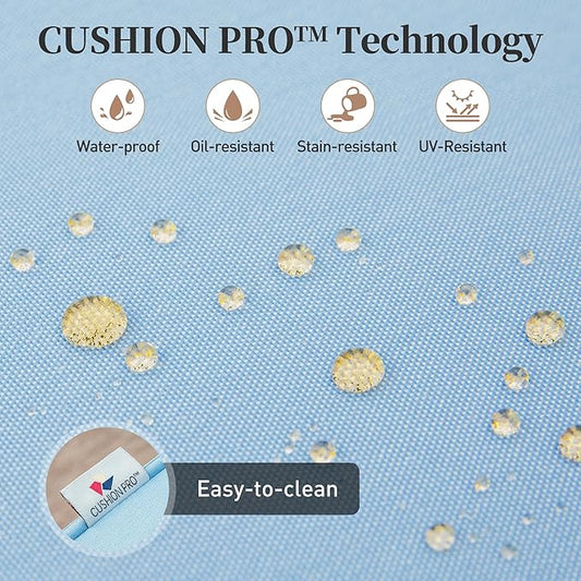 6 Piece Metal Outdoor Patio Furniture Set with Firepit Table, Patio Conversation Set 1 3-seater Sofa, 2 Fixed Chair, 2 Ottomans with 5.75" Thick Cushion, Black Backyard Furniture, Blue