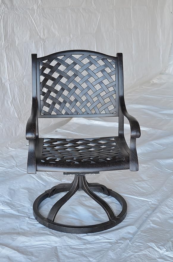 Nassau Outdoor Patio 9-pc Dining Set 64 X 64 Cast Aluminum (9-pc Set (with 4 Swivel Rocker + 4 Regular Chairs), Walnut)