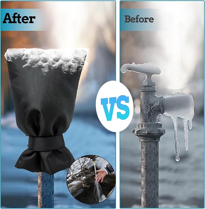 Outdoor Faucet Covers for Winter 4 Pack Faucet Cover Freeze Protection Insulated Anti-Freeze Waterproof Material Reusable Faucet Cover Socks for Various Faucet Spigot,Pipe,Garden Hose Bib