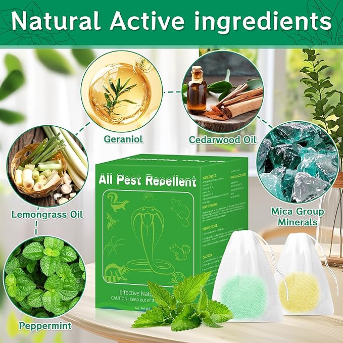 Spider Repellent for Indoor Outdoor Use, 24Pack Natural Peppermint Oil Spider Deterrent for House Garage to Get Rid of Moth Spiders Mice Roaches, Squirrels, Ants, Safe & Non-Toxic