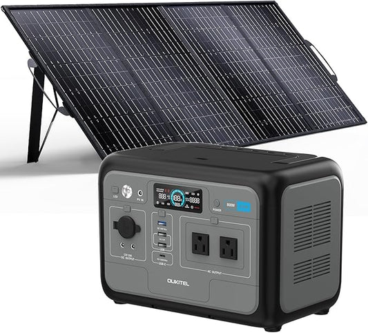 OUKITEL 512Wh Portable Solar Generator with 200W Solar Panel, P800 Solar Power Station with 2x800W AC Outlets (1600W Peak), 500W Fast Charging, Emergency Power Station for Home, Camping & RVs