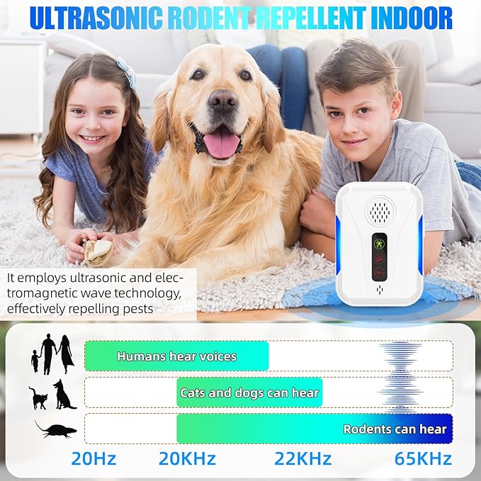 Upgraded Ultrasonic Pest Repeller Indoor & Mouse Deterrent, 6 Packs Insect Repellent Plug in for Roach, Rodent, Bugs, Mice, Mosquito, Spider, Ant, 2 Mode Switching for Home, Office, Warehouse, Garage