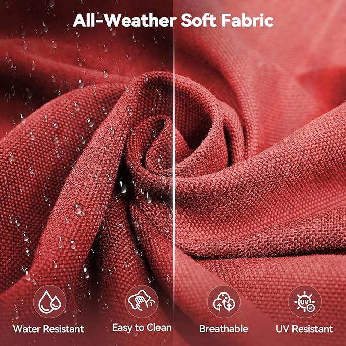 6" Thick Outdoor Cushions 22x24x6, 1-Set Deep Seat Patio Cushions with Removable Cover, Waterproof & Fade Resistant Replacement for Wicker Chair, Loveseat, Sofa - Red