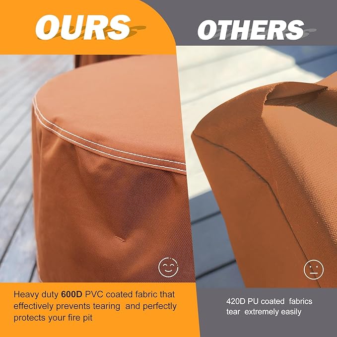 NettyPro Fire Pit Cover Square Waterproof Outdoor Firepit Cover for Gas Propane Fire Pit Table, 32 x 32 x 24 inch, Brown