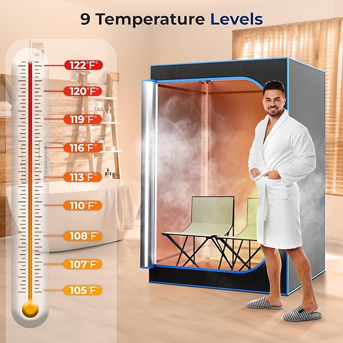 SereneLife Portable Sauna for Home, 2 Person Steam Sauna Tent with 4L Steamer, 2 Folding Sauna Chairs, Remote Control In-Home Spa, 6' x 4'
