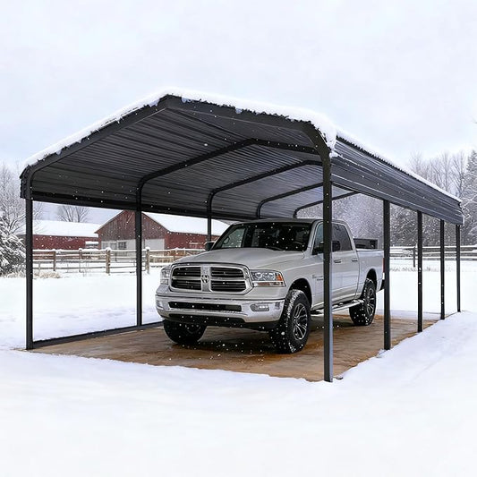 Heavy Duty Metal Carport Galvanized Steel Carport Shelter for 2 Car Extra Large Canopy for Dual Vehicle, RV Boat Storage All Weather Protection Garage Party Tent (10x20 FT)
