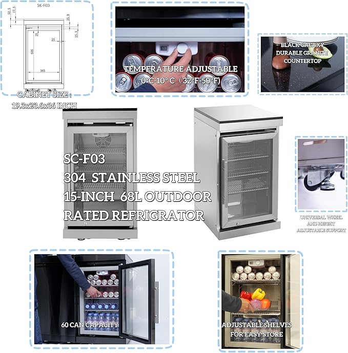 85-Inch 6-Burner 85000 BTU Deluxe Stainless Steel Gas Outdoor Kitchen Bar Barbecue Island Grill, Wine Cooler Compact Refrigerator, Rotisserie, Granite Countertops, Storage Cabinets & Drawers, Silver