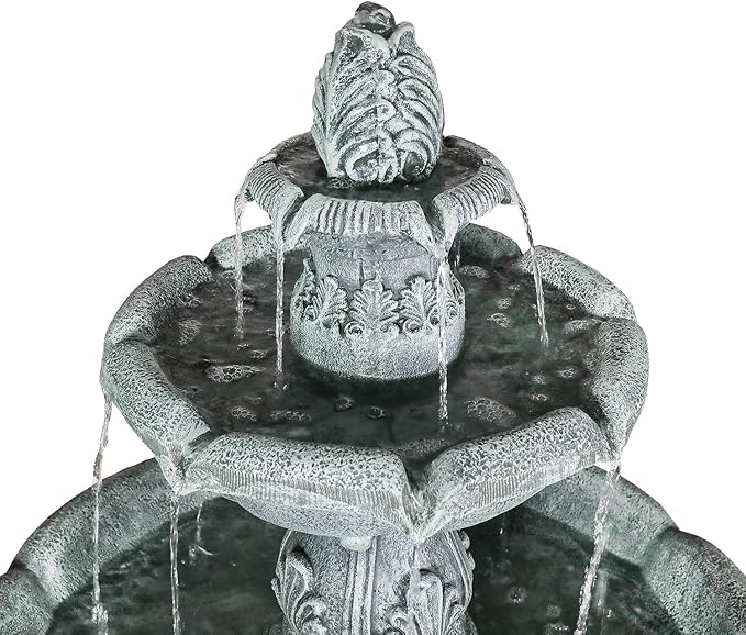 ourrco 48" H Elegant Water Fountain Outdoor Garden - Decorative Water Fountain Outdoor with Intricate Design for Patio, Backyard, Lawn, Outside Decor