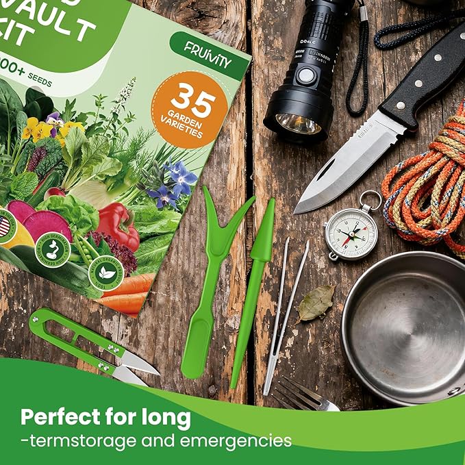 35 in 1 Heirloom Vegetable Seeds for Planting - 21,000+ Non-GMO, Organic Seeds Kit for Indoor & Outdoor Garden | 35 Varieties Survival Garden Seeds with Free Plant Markers
