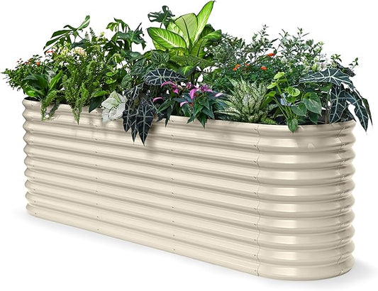 30" Extra Tall Galvanized Raised Garden Bed, 8x2x2.5 ft Metal Planters for Outdoor Plants, Heavy Duty Flower Bed Deep Root for Vegetable, Garden Bed Outdoor Large Planter Box - Sand Beige