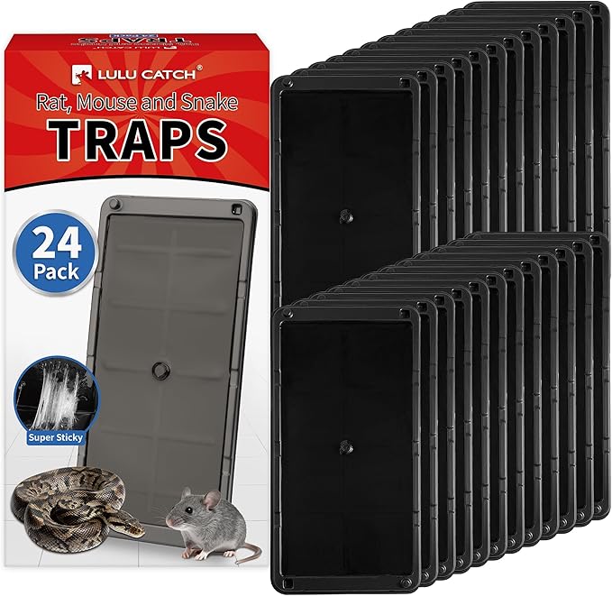 LULUCATCH Mouse Traps 24 Pack, Larger Heavier Glue Traps for Mice Rat & Snakes, Non-Toxic Sticky Mouse Traps Indoor for Home & Kitchen, Easy to Set, Pet Safe Pest Control