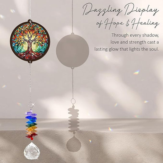 GIFTELIX Memorial Suncatcher - Tree of Life Ornament - Sympathy Gift for Loss of Loved One - Bereavement Gifts - Condolence Gift - Memorial Rainbow Maker - Remembrance Ornament - Funeral Keepsake
