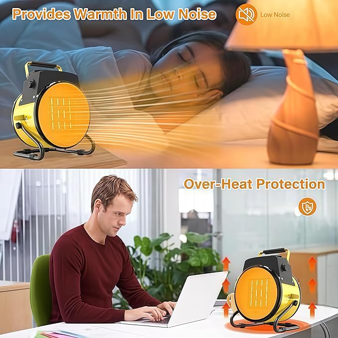 Outdoor Heater for Patio, Portable Heaters for Outdoor Use, Fast Heat PTC Ceramic Portable Heaters, Overheat, 3-Mode Electric Heater for Greenhouse, Outside, Garage, Deck & Patio