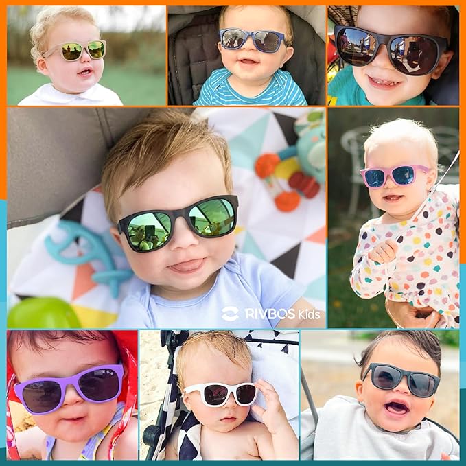 RIVBOS Baby Sunglasses Boys&Girls with Strap UV400 Polarized Flexible for Toddler,Infant and Newborn(0-24month) RBK0231