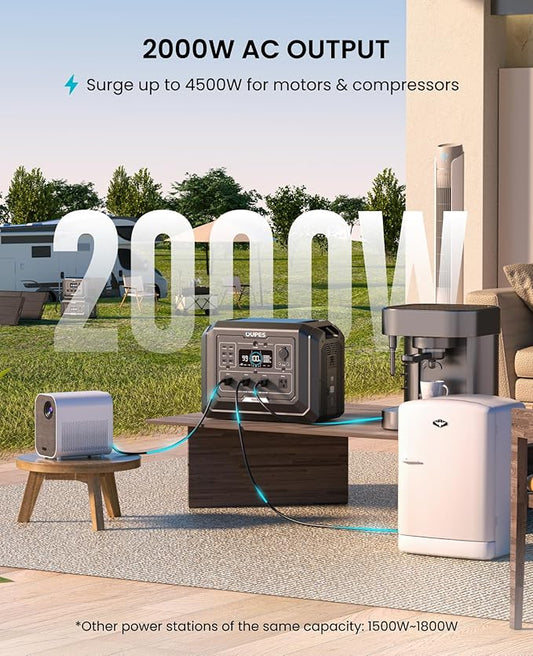 OUPES 3072Wh Mega 1 Power Station Kit with B2 Extra Battery & 240W Panel Included, 2000W (4500W Peak) LiFePO4 Battery with UPS & APP Control, for 24/7 Off-Grid Power, Power Outage, Blackout, RVs