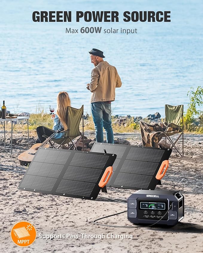 Solar Generator 2200W GRECELL Portable Power Station 1126Wh with Solar Panel 2×100W, LiFePO4 Battery, Solar Generator for Home Use Outdoor RV