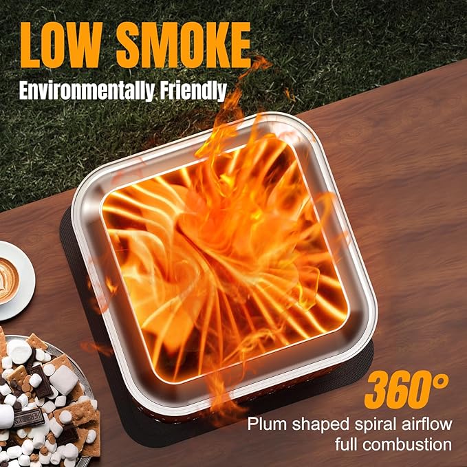Tabletop Fire Pit Smokeless, 8.27" Stainless Steel Firepits for Outside, with Travel Bag, Fueled by Pellets, Wood, Portable Outdoor Low Smoke Stove for Camping