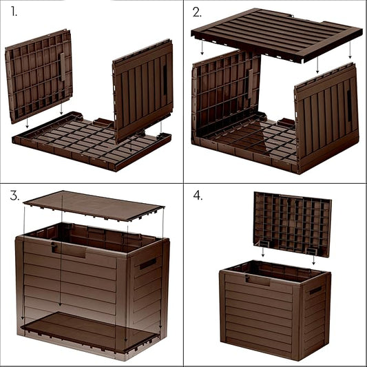 IRIS USA 35-Gallon Outdoor Deck Storage Box, Lockable & UV-Protected, Weather-Resistant Patio Storage for Cushions, Garden Tools & Packages, Waterproof Resin, Durable & Stylish Design - Brown