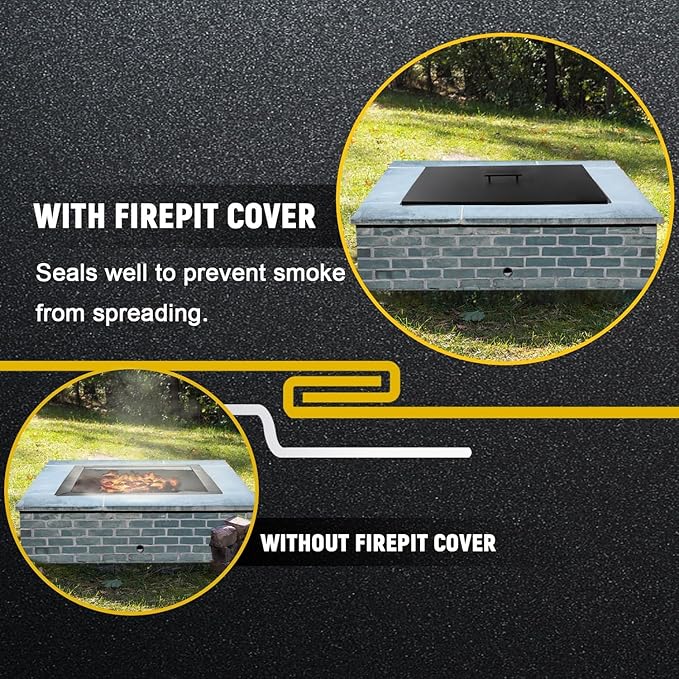 Fire Pit Cover Lid 34" x 34" Square Drop-in Outdoor Fireplace Cover Lid Multiple Sizes and Shapes Available Alloy Steel
