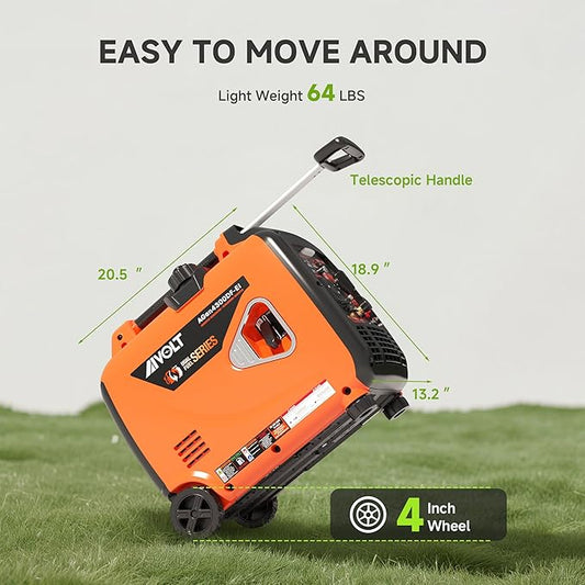 4300W Dual Fuel Inverter Generator w/Wheel Kit, Remote Electric Start, Auto-switch, Ultra-quiet for RV Camping & Home Backup