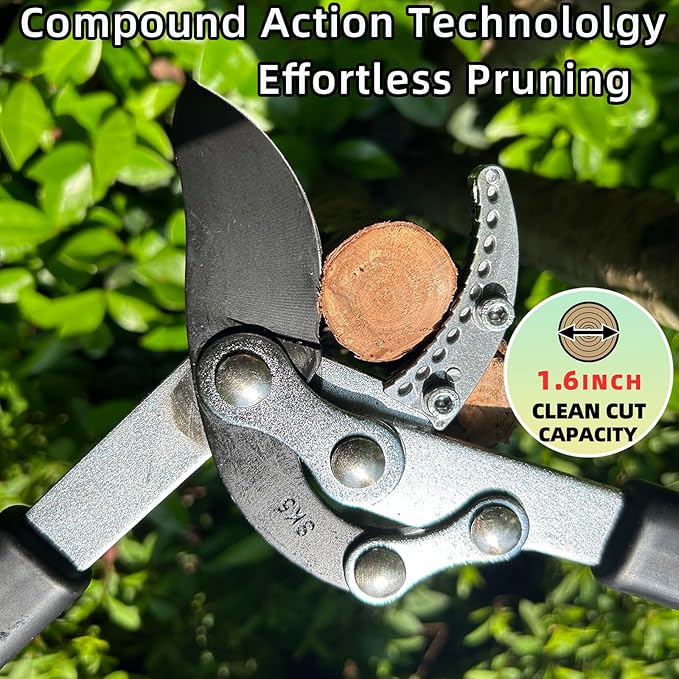 YRTSH Loppers for Tree Trimming Heavy Duty Branch Cutter with Compound Action, Effortless Tree Pruner Extendable 21-26" Loppers for Gardening, Long Handle Pruning Shears with 1.6" Clean Cut Capacity